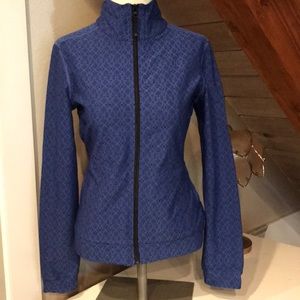 Prana zip-up athletic jacket blue with design